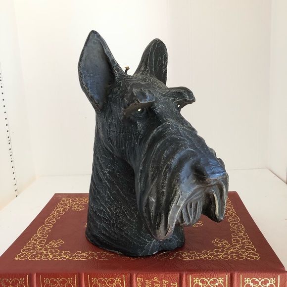Vintage > RARE Scottish Terrier Bust Hand-carved Eclectic Candle > Large